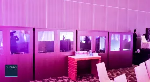 interpretation booth setup at event