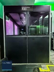Interpretation booth setup for Mandarin interpreter